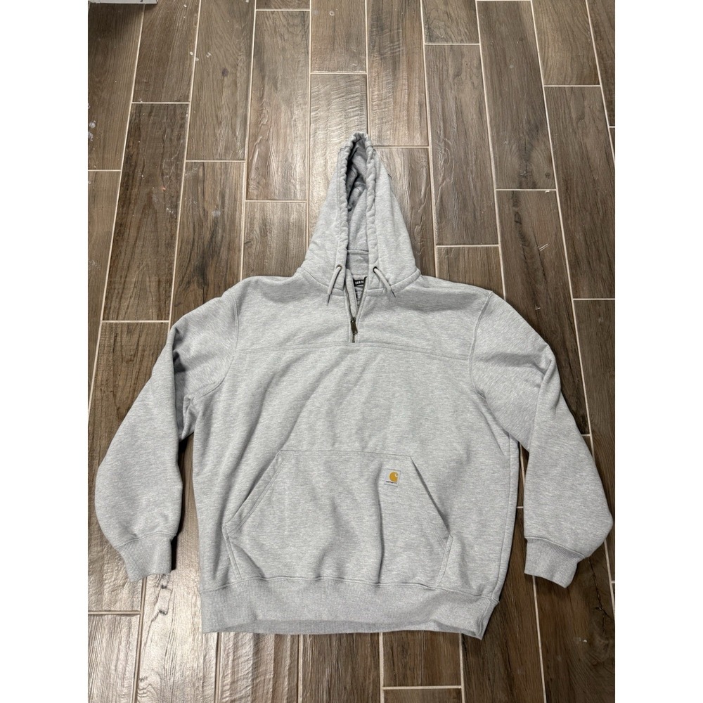 Carhartt Men's XXL 1/4 Zip Rain Defender Heavyweight Hoodie Grey Original Fit